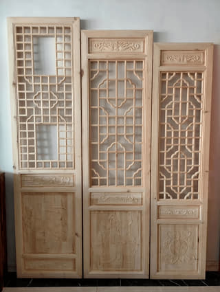 中式镂空门板浮雕三件套样板