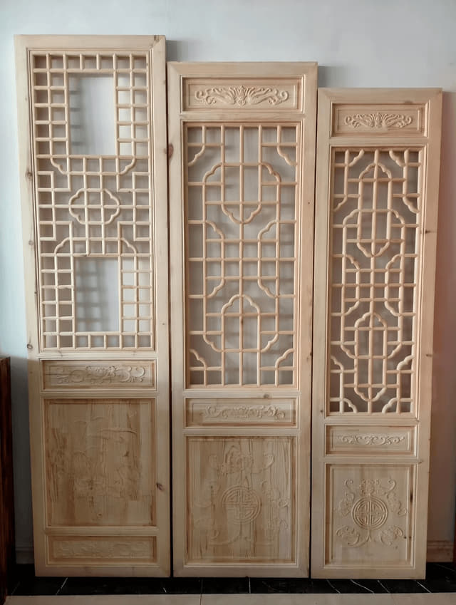 中式镂空门板浮雕三件套样板