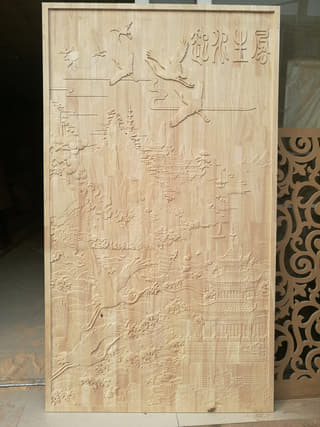 仙鹤祥云题材浮雕壁板实拍