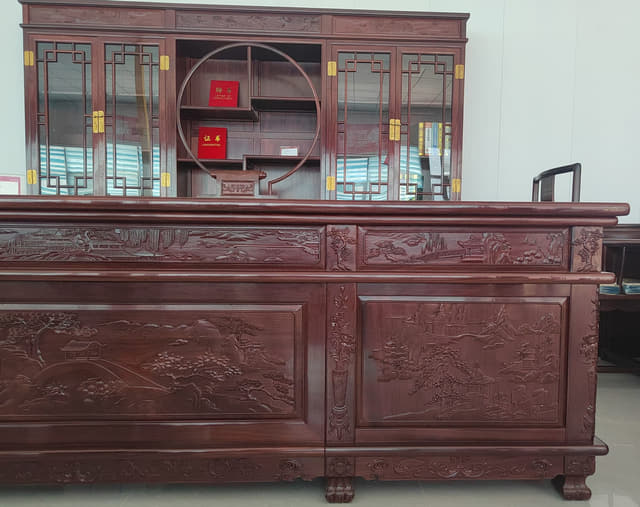 雕花边框书法座屏实拍