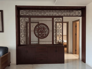 中式玄关隔断边柜实景