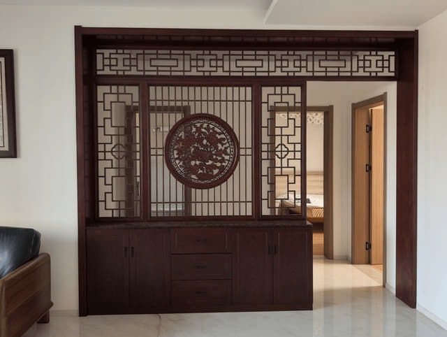 中式玄关隔断边柜实景