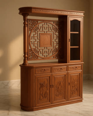 中式圆景博古展示柜实景