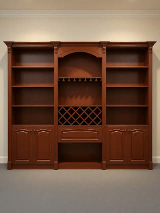 中式酒格书柜组合实景