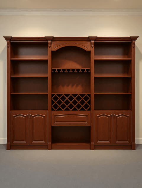 中式酒格书柜组合实景