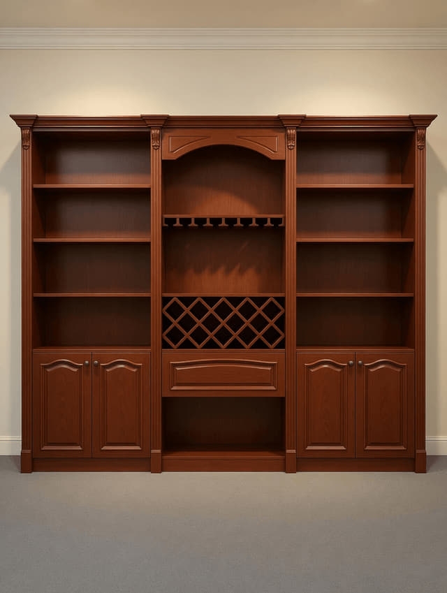 中式酒格书柜组合实景