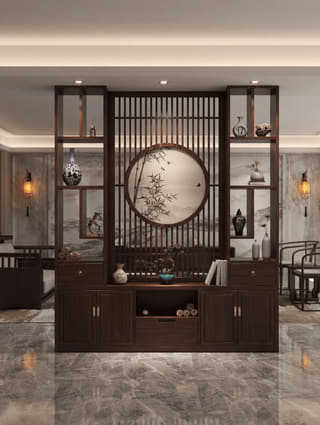 圆景办公背景柜实景