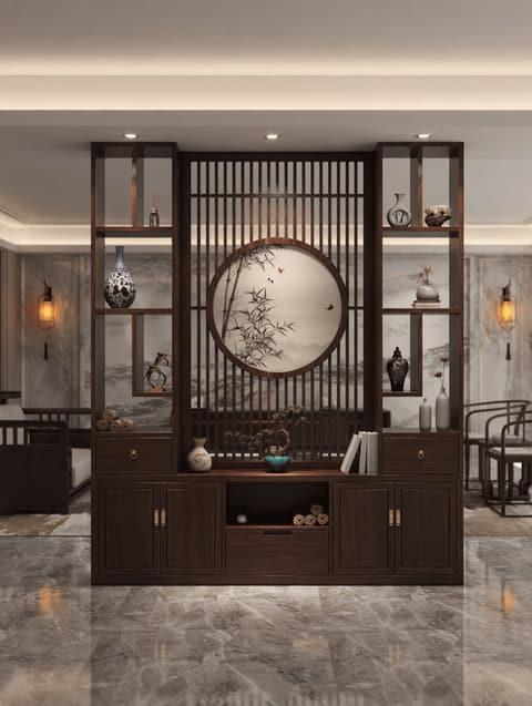 圆景办公背景柜实景