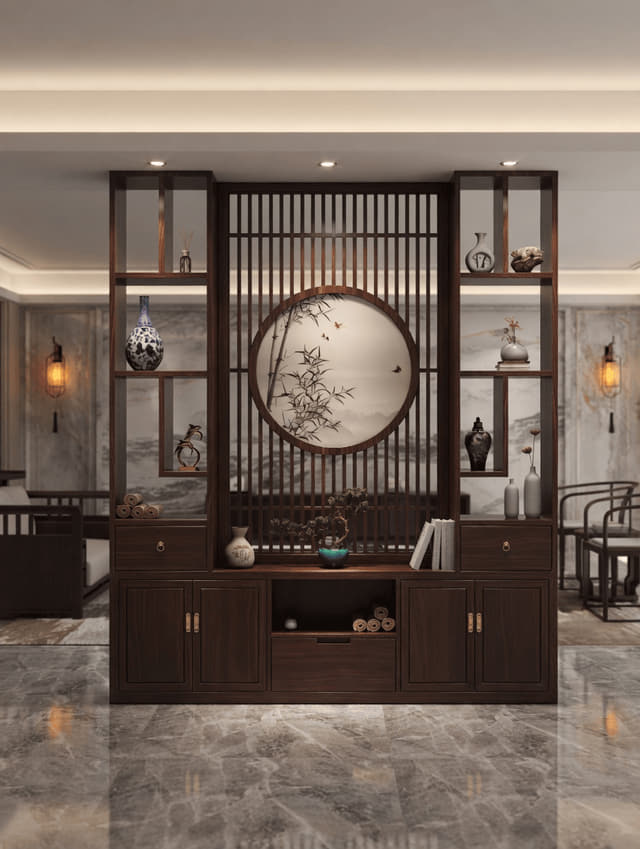 圆景办公背景柜实景