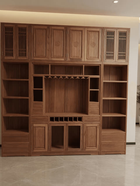 L型转角收纳柜与高柜组合实景