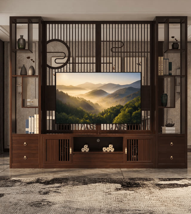 圆景电视隔断柜客厅实景