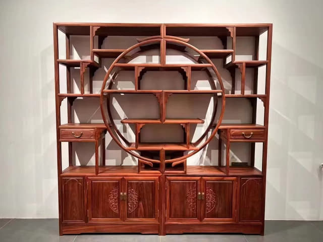 中式圆形博古架实景