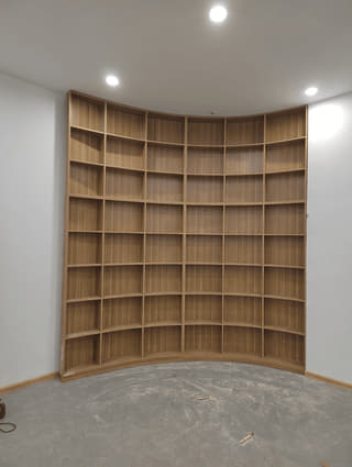 弧形转角书柜实拍