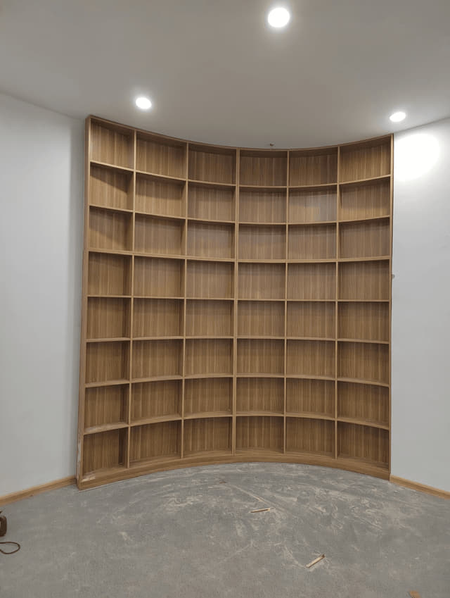 弧形转角书柜实拍