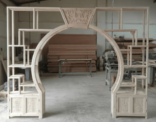 月洞门博古架半成品实拍