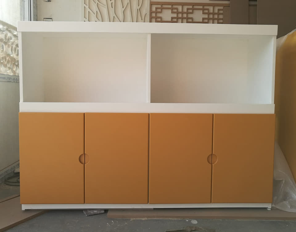 双色四门收纳柜实拍