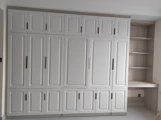 白色衣柜书桌一体柜实拍