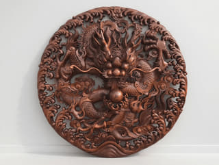 团龙戏珠圆雕挂饰墙面实拍