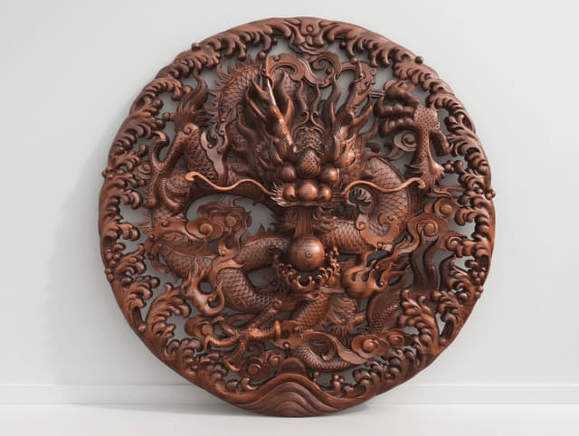 团龙戏珠圆雕挂饰墙面实拍