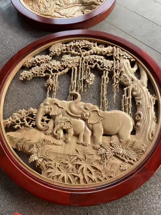 双象山林圆雕挂饰木雕实拍