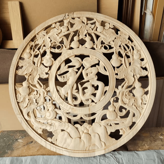 福字葫芦纹圆雕挂饰木雕实拍