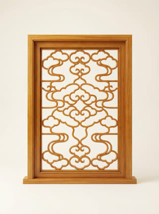 如意云纹落地花格屏单扇实拍