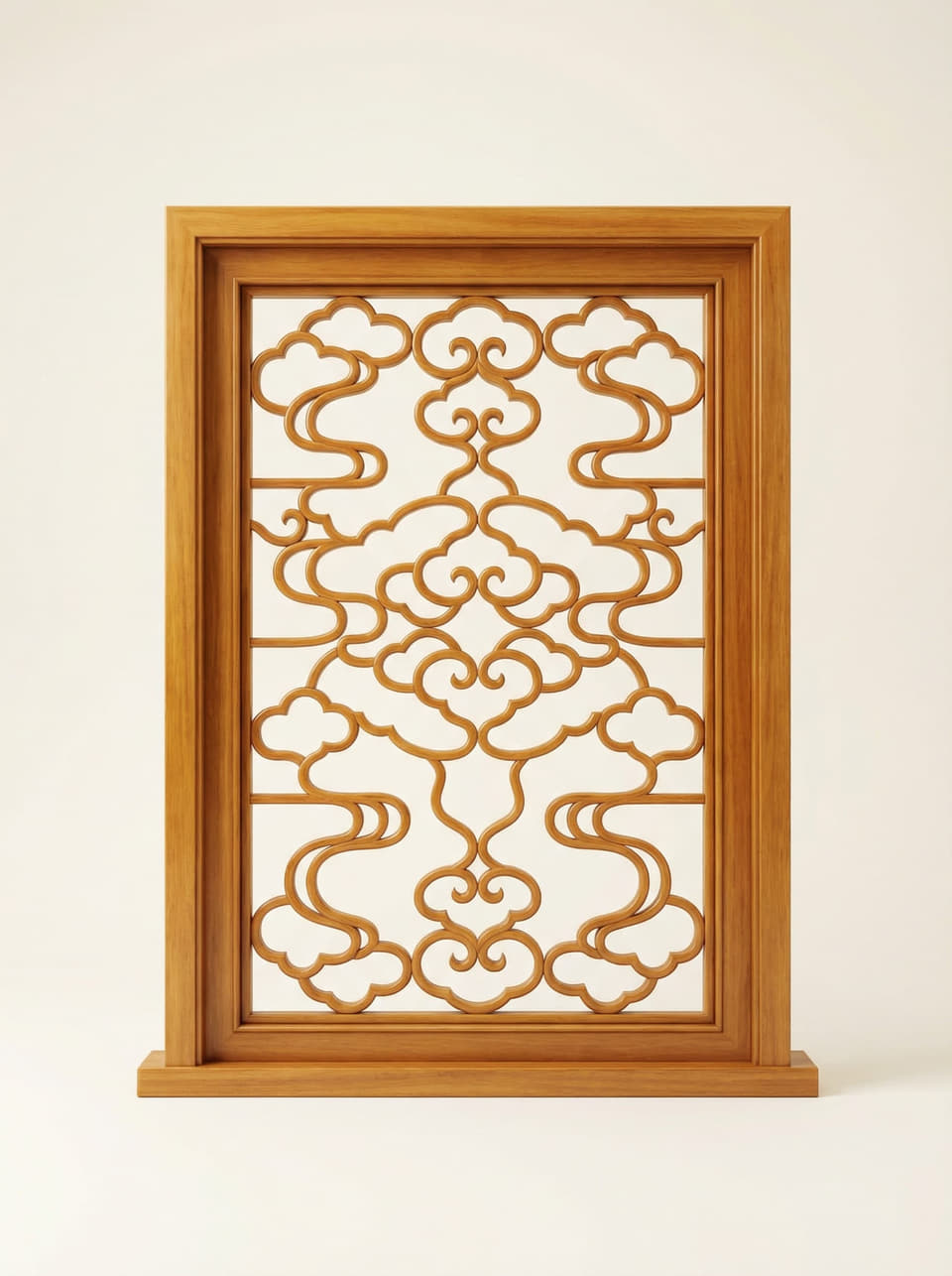 如意云纹落地花格屏单扇实拍