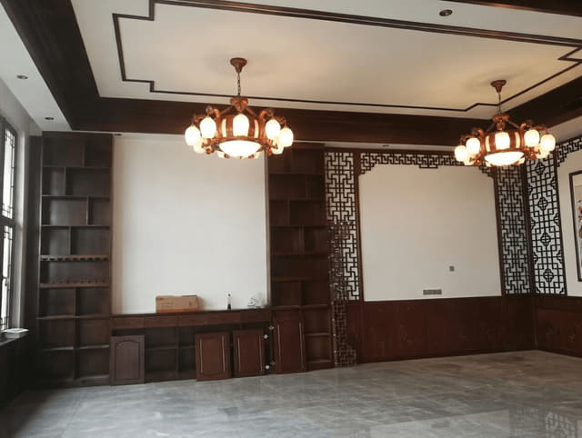 书柜边框装饰花格墙面实景