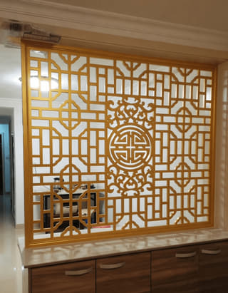 寿字中堂隔断花格实景