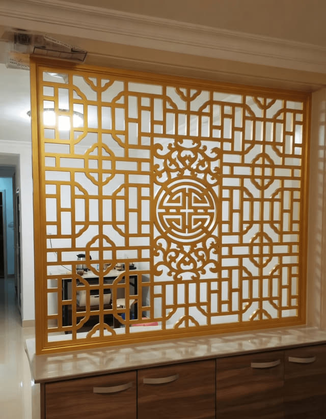 寿字中堂隔断花格实景