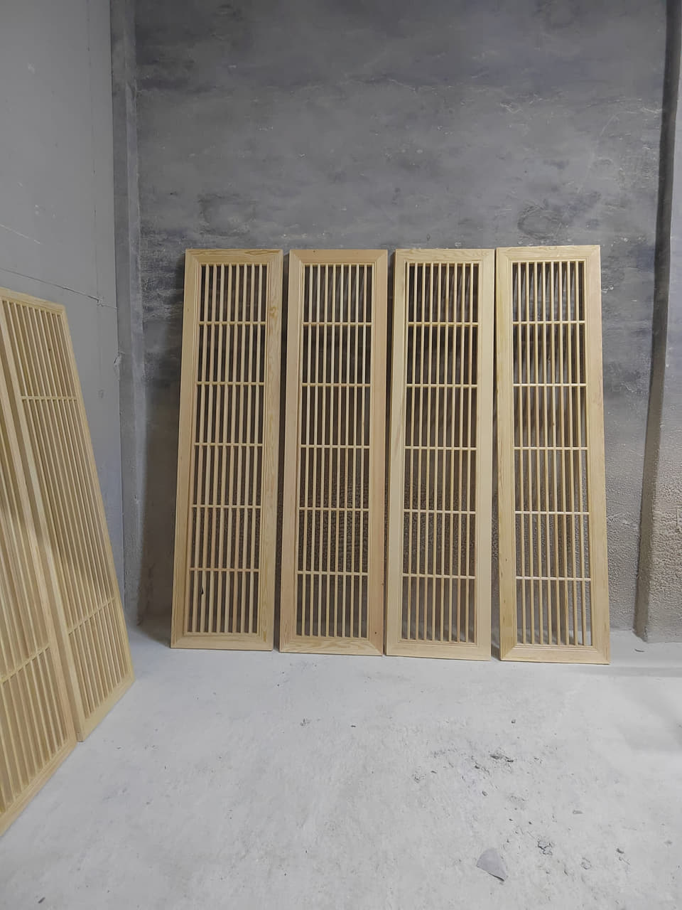 原木竖栅花格门芯实拍