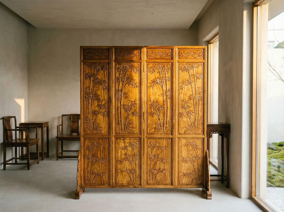 海棠开光隔断屏风实景