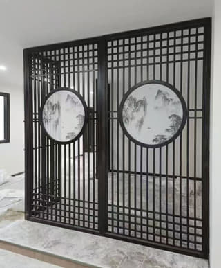 圆景云纹单扇屏风实景