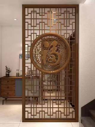 竹影浮雕折叠屏风实拍