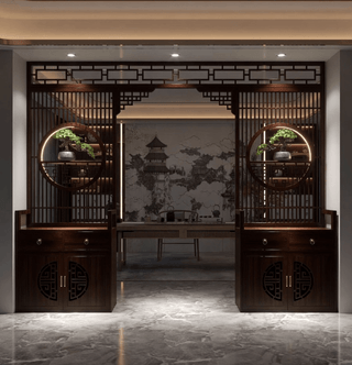 圆景博古架隔断屏风实拍