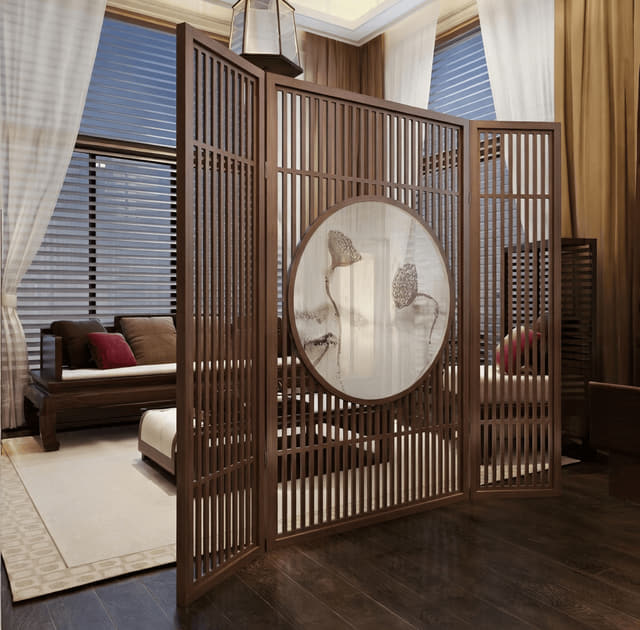 圆景三扇折屏实拍