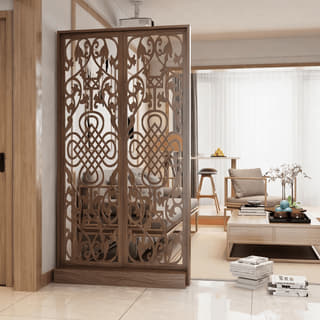 藤纹镂空双联屏实拍