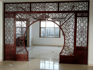 圆门回纹隔断屏实拍