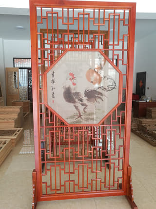 吉祥鸡图座屏实拍