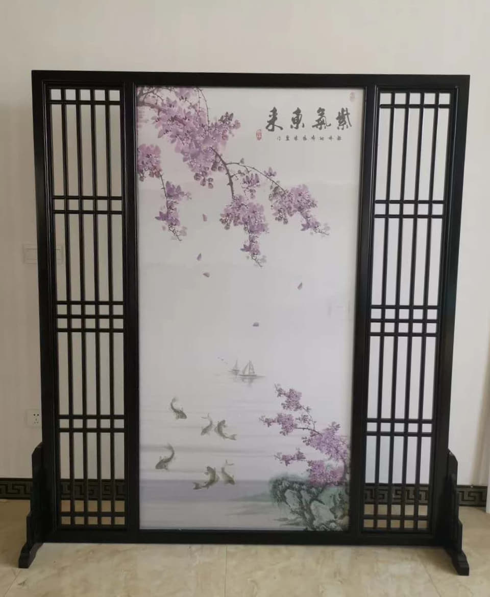 紫藤花单扇座屏实拍