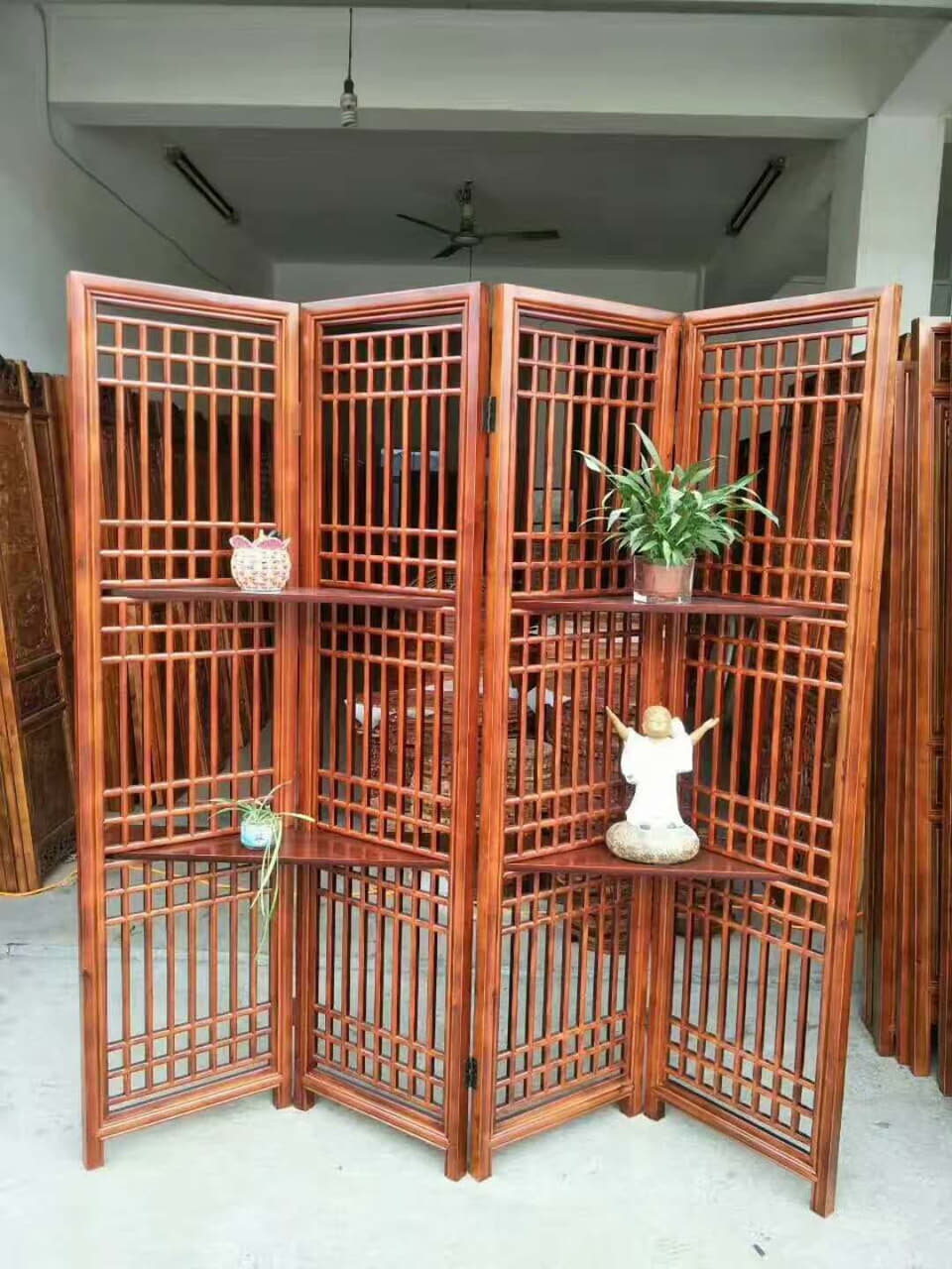 置物格栅四扇折屏实拍