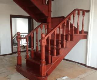 实木转角楼梯扶手实景