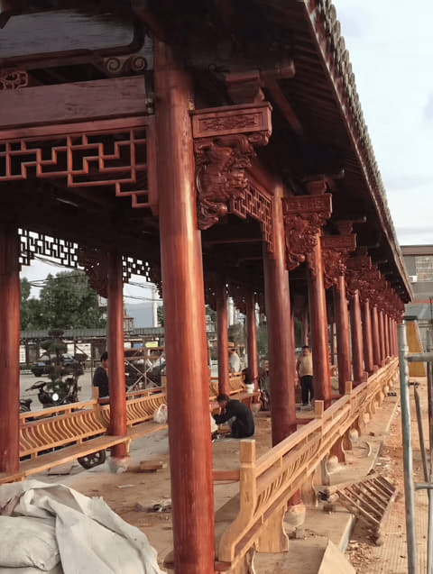 仿古回廊栏杆与挂落实景