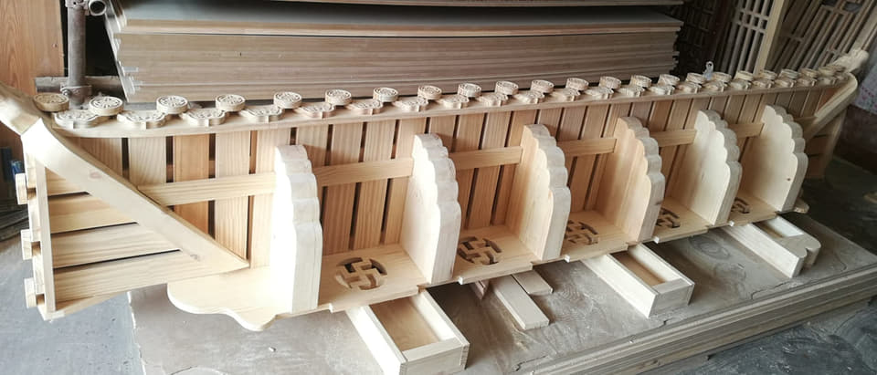 仿古飞檐构件木作半成品实拍